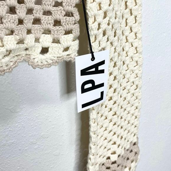 LPA Lanita Crochet Micro Cardigan In Cream Small NWT - Picture 5 of 6